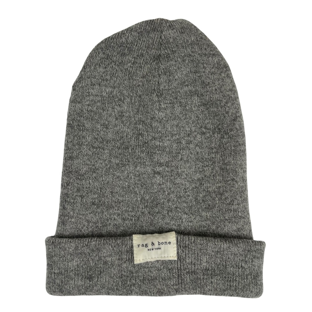 Rag & Bone Mens Wool Blend Cuffed Beanie Hat‎ Heather Grey One Size